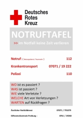 Notruftafel / DRK Ortsverein Ergenzingen